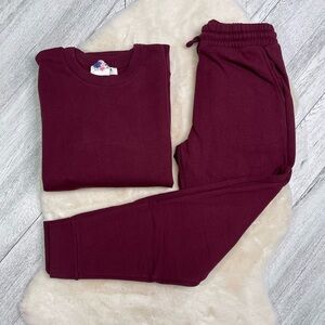 Burgundy Sweatshirt and Joggers Set